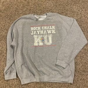 Gildan gray sweatshirt XL rock chalk Jayhawk KU University